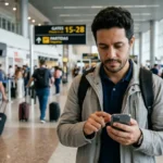 Passageiro conferindo a taxa de embarque de uma passagem emitida com milhas