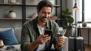 Compra parcelada acumula pontos? Entenda quando a pontuação cai - Cliente conferindo compra parcelada e pontos do cartão de crédito no celular