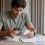 6 comprovantes de compras bonificadas para guardar e reclamar pontos - Pessoa organizando comprovantes de compras bonificadas e notas fiscais em uma mesa