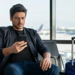 Como cancelar passagem emitida com milhas sem perder pontos e taxas - Viajante consultando o cancelamento de passagem emitida com milhas no celular