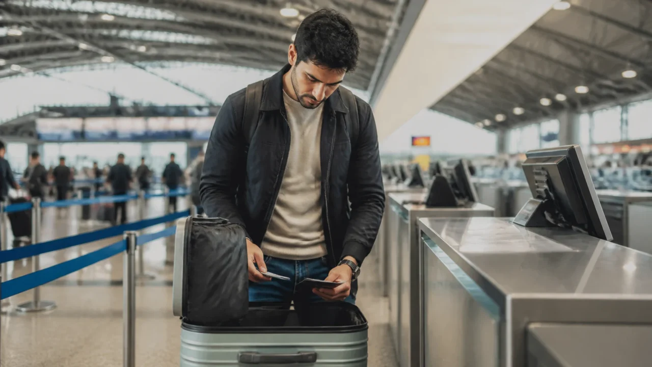 Como comprar bagagem com milhas LATAM e o que conferir antes - Passageira organizando mala para comprar bagagem com milhas LATAM antes de uma viagem