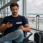 Como emitir passagem internacional com milhas sem errar nas etapas - Viajante planejando como emitir passagem internacional com milhas em um aeroporto