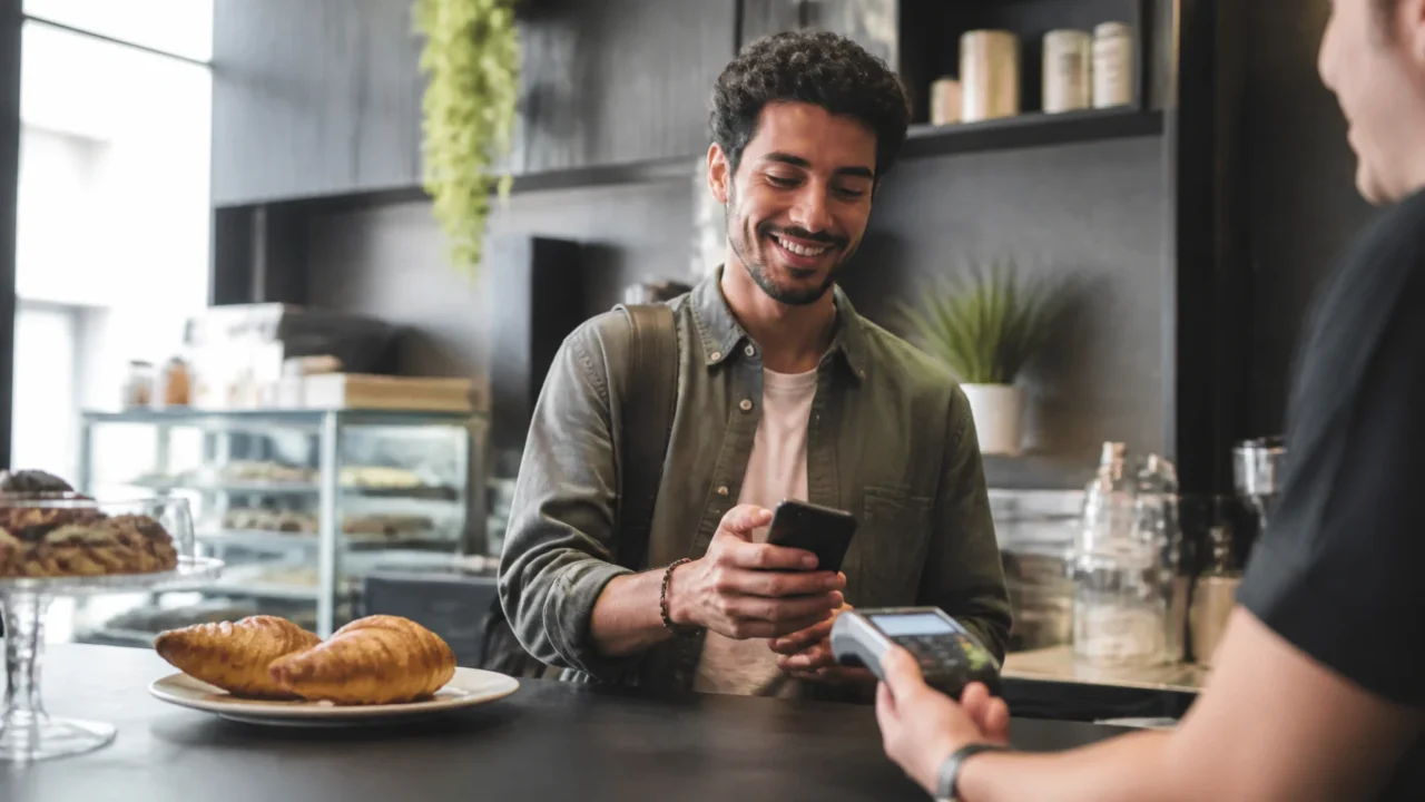 Como pagar Pix com pontos Livelo e avaliar se o resgate compensa - Pessoa usando o celular para pagar Pix com pontos Livelo