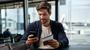 Como transferir milhas para outra pessoa sem cometer erros - Pessoa planejando transferir milhas para outra pessoa em um ambiente de viagem