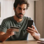 Pagar fatura com pontos vale a pena? Compare o resgate antes - Pessoa analisando pagar fatura com pontos em aplicativo de cartão