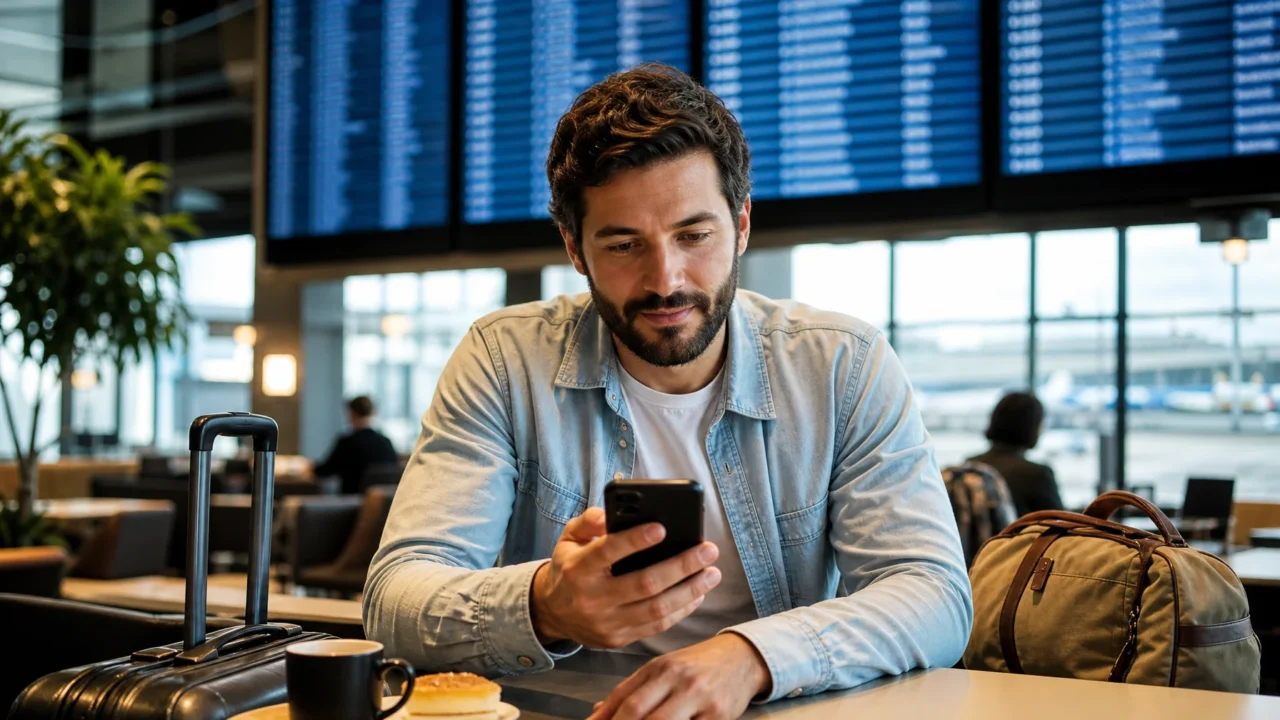 Para onde transferir pontos Livelo e como escolher o parceiro - Viajante analisando para onde transferir pontos Livelo antes de emitir uma passagem aérea
