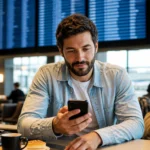 Para onde transferir pontos Livelo e como escolher o parceiro - Viajante analisando para onde transferir pontos Livelo antes de emitir uma passagem aérea