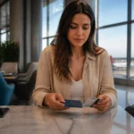 Seguro-viagem do cartão de crédito: como ativar e usar - Viajante organizando documentos para usar o seguro-viagem do cartão de crédito
