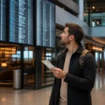 Upgrade com milhas TAP: quando a mudança para executiva compensa - Passageiro avaliando upgrade com milhas TAP antes de um voo internacional