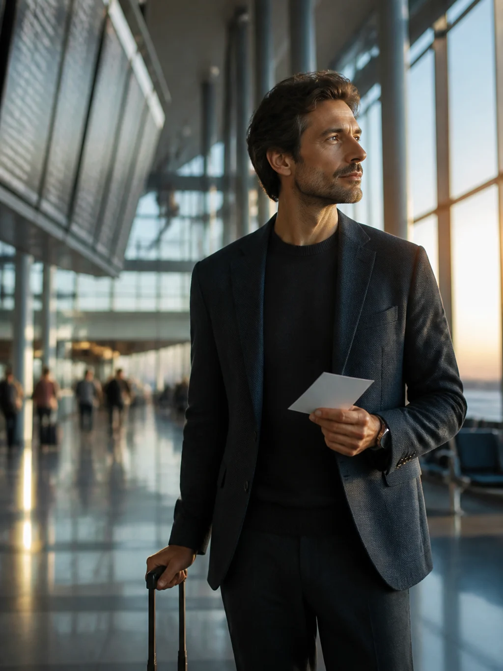 Upgrade LATAM Pass e trechos cortesia: como usar o benefício do cartão - Passageiro avaliando upgrade LATAM Pass e trechos cortesia antes do embarque